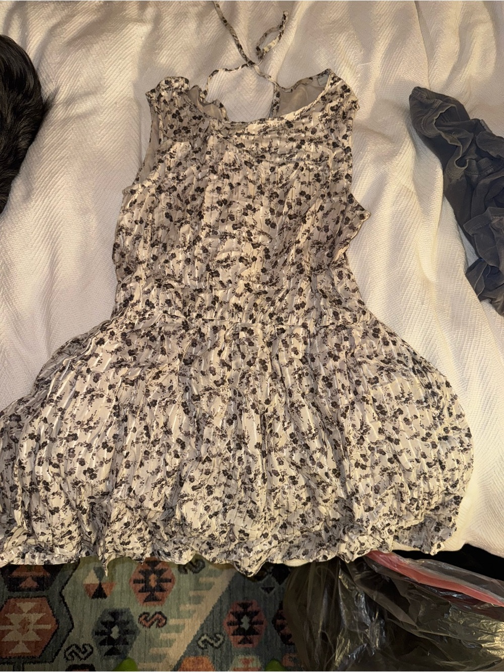 Jack Wills Cream Floral Tie-Back Mini Dress